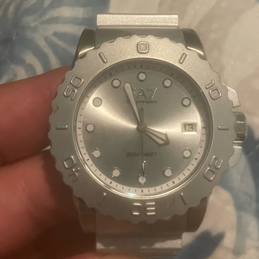 Emporio Armani Silver Dive Watch. Needs battery.